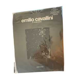 Emilio Cavallini Tights Size M/L Black Silver Snowflake New